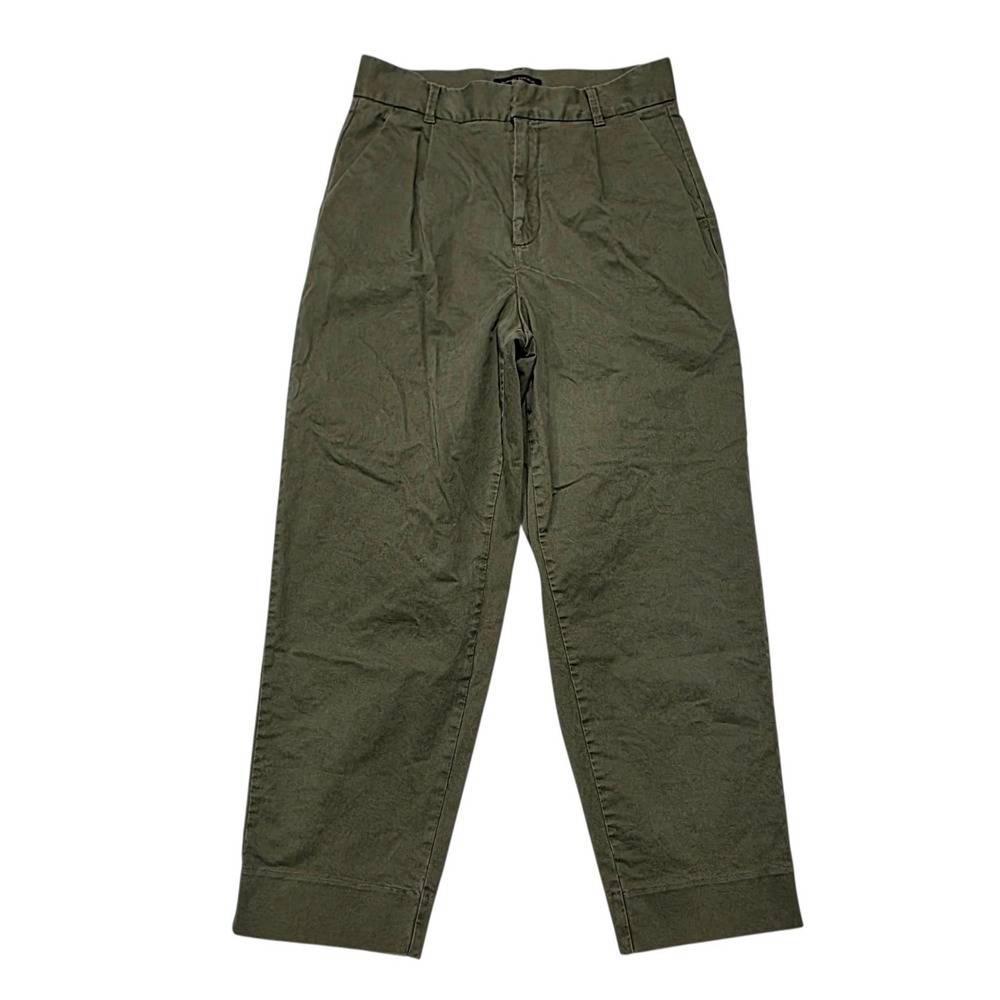 Banana Republic Factory Pleated Crop Authentic Chino 6 Green Cotton Stretch